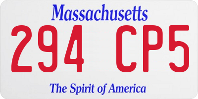 MA license plate 294CP5