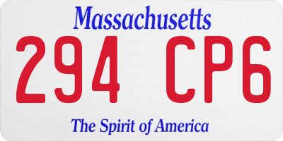 MA license plate 294CP6