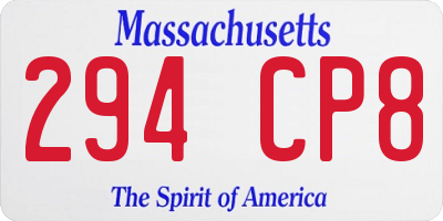 MA license plate 294CP8