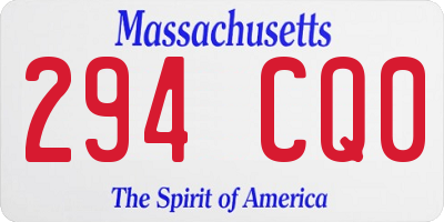 MA license plate 294CQ0