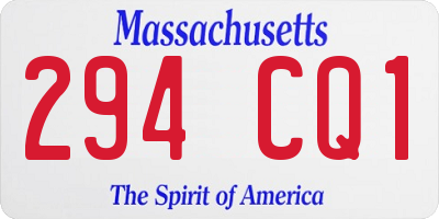 MA license plate 294CQ1