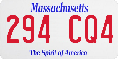 MA license plate 294CQ4