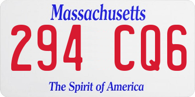 MA license plate 294CQ6
