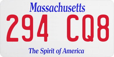 MA license plate 294CQ8