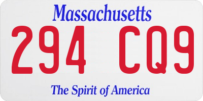 MA license plate 294CQ9