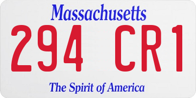 MA license plate 294CR1