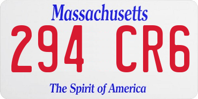MA license plate 294CR6