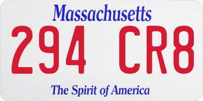 MA license plate 294CR8