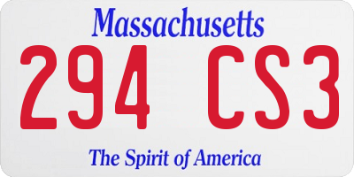 MA license plate 294CS3