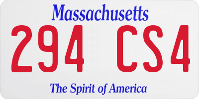 MA license plate 294CS4