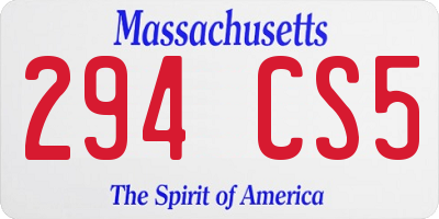 MA license plate 294CS5