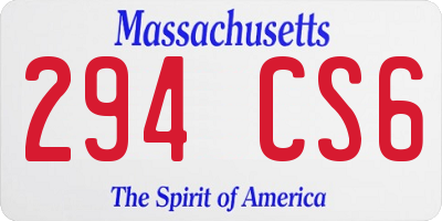 MA license plate 294CS6