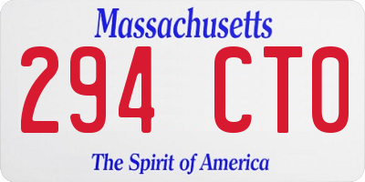 MA license plate 294CT0