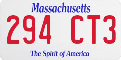 MA license plate 294CT3