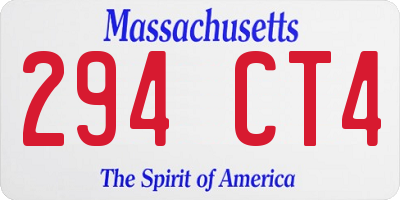 MA license plate 294CT4