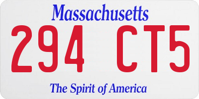MA license plate 294CT5