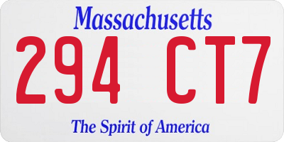 MA license plate 294CT7