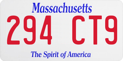 MA license plate 294CT9