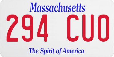 MA license plate 294CU0