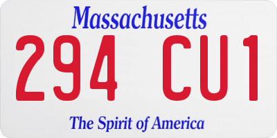 MA license plate 294CU1