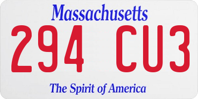 MA license plate 294CU3