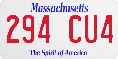 MA license plate 294CU4