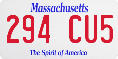 MA license plate 294CU5