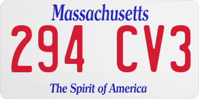 MA license plate 294CV3