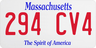 MA license plate 294CV4