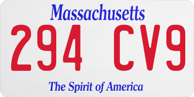MA license plate 294CV9