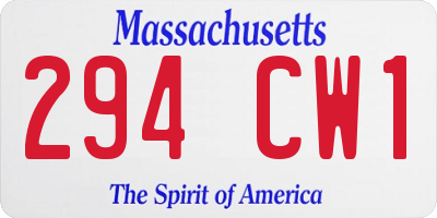 MA license plate 294CW1