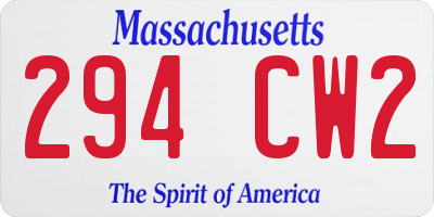 MA license plate 294CW2