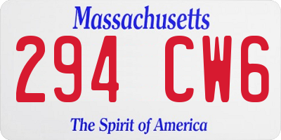 MA license plate 294CW6