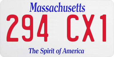 MA license plate 294CX1