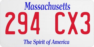 MA license plate 294CX3
