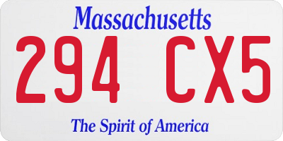 MA license plate 294CX5