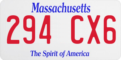 MA license plate 294CX6