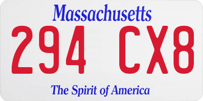 MA license plate 294CX8
