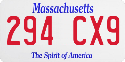 MA license plate 294CX9