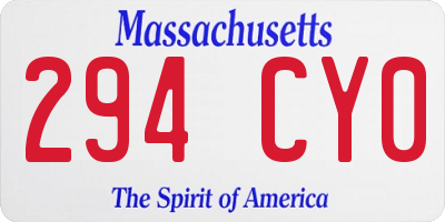 MA license plate 294CY0