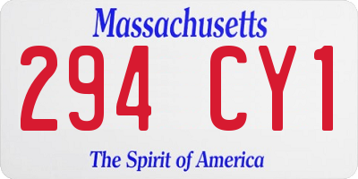 MA license plate 294CY1