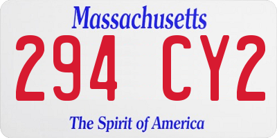 MA license plate 294CY2