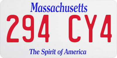 MA license plate 294CY4