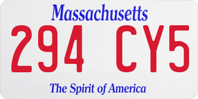 MA license plate 294CY5
