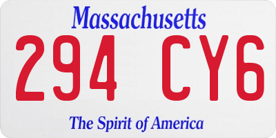 MA license plate 294CY6