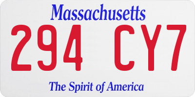 MA license plate 294CY7