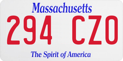 MA license plate 294CZ0