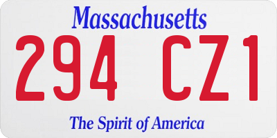 MA license plate 294CZ1