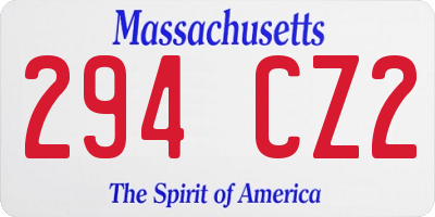 MA license plate 294CZ2