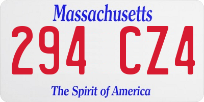 MA license plate 294CZ4